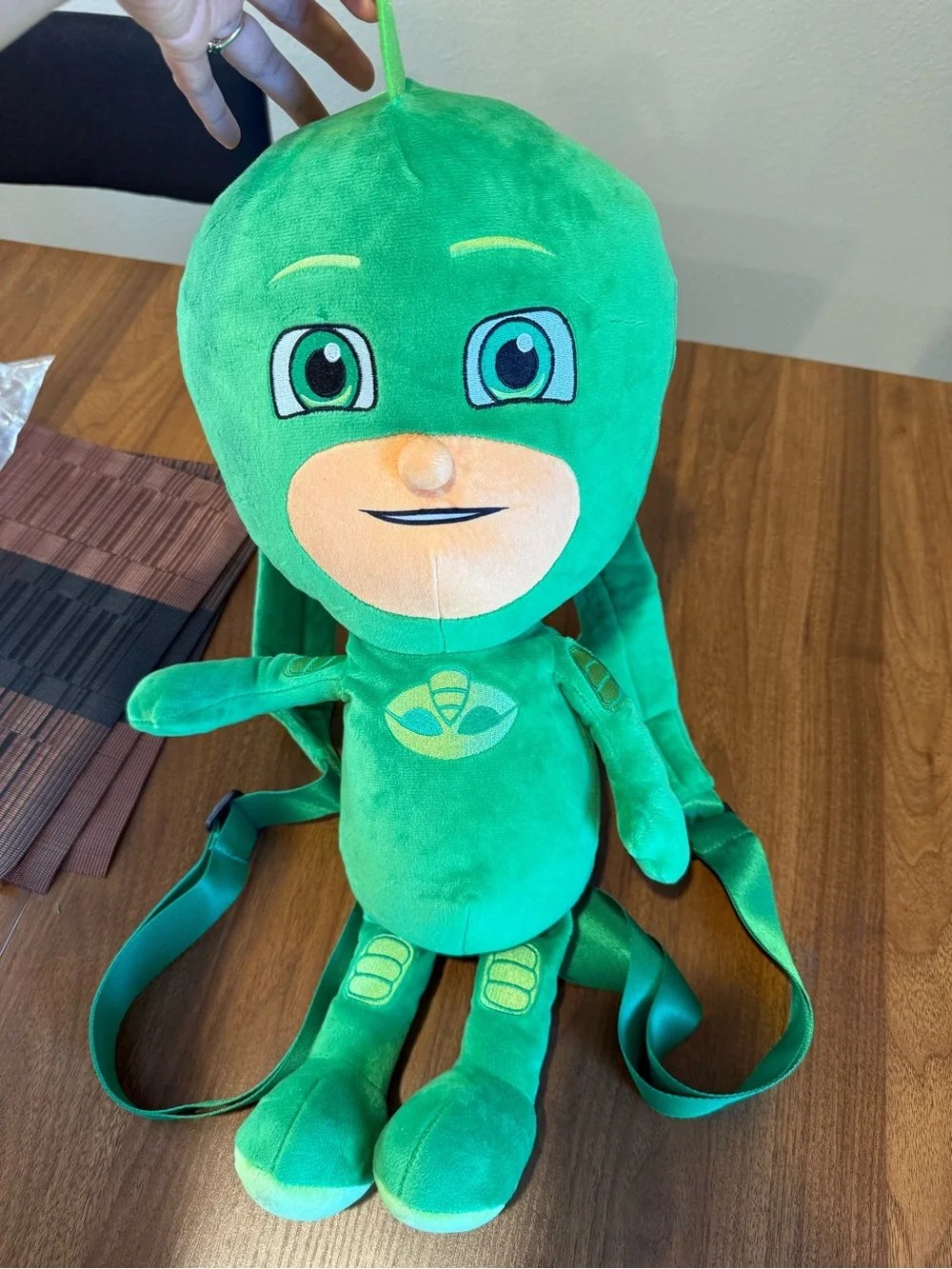 Green Plush Character Kids Backpack - Soft Plush Gekko Backpack